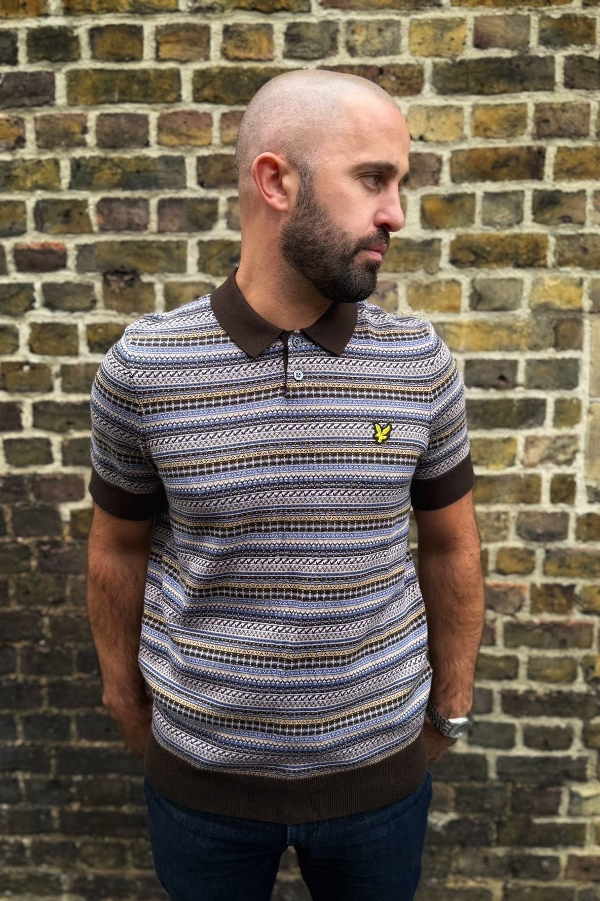 Fairisle Short Sleeve Ebony - Polo