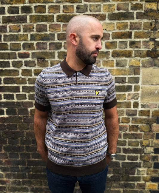 Fairisle Short Sleeve Polo - Ebony