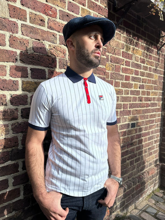 BB1 Classic Vintage Striped 100 White / Navy / Red - Polo