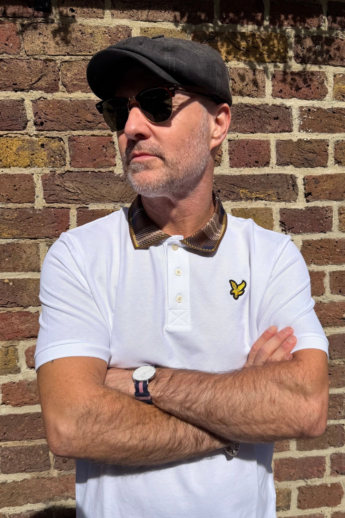 Tartan Collar / White Pique - Polo Shirt