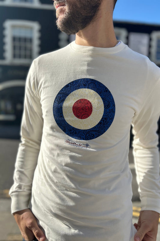 Paisley Target Long Sleeve Ecru MF2227B - T-Shirt