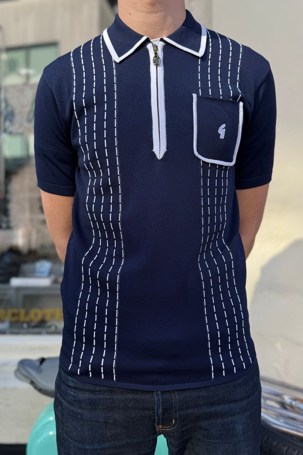 Archive Darron S/S Navy - Polo Knit