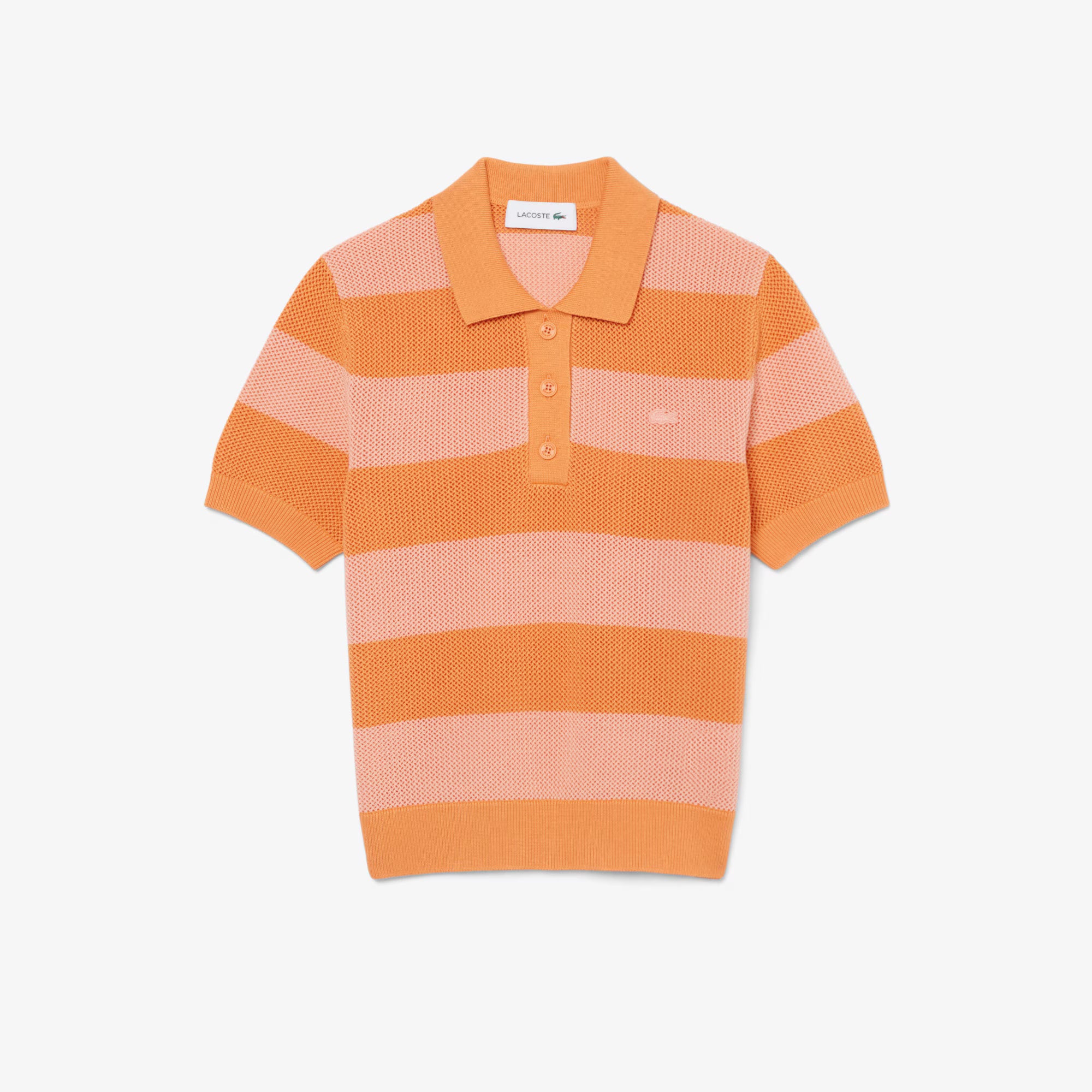 Weave Knit Cotton Orange / Rose Stripe - Polo