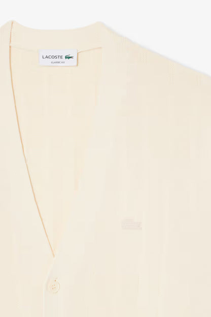 Rib Knit Cotton Blend Beige - Cardigan