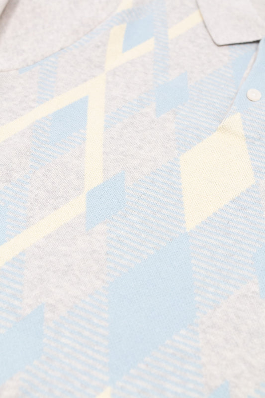 Cotton Argyle Light Grey - Knitted Polo