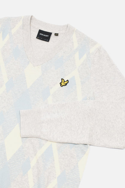 Archive Cotton Argyle V Neck Light Grey - Jumper