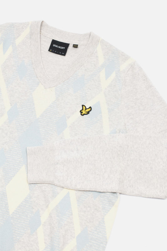Archive Cotton Argyle V Neck Light Grey - Jumper