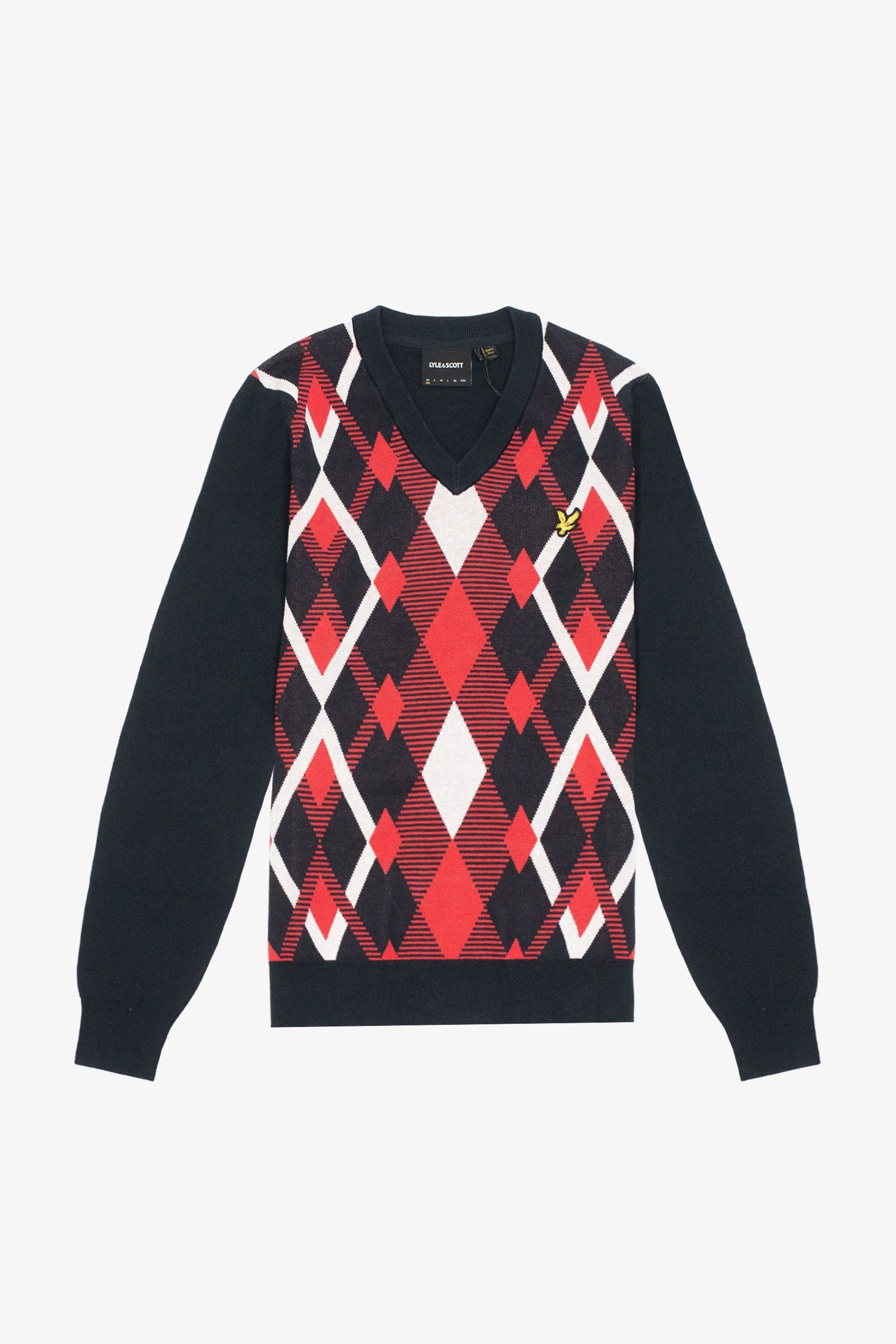 Archive Cotton Argyle V Neck Dark Navy - Jumper