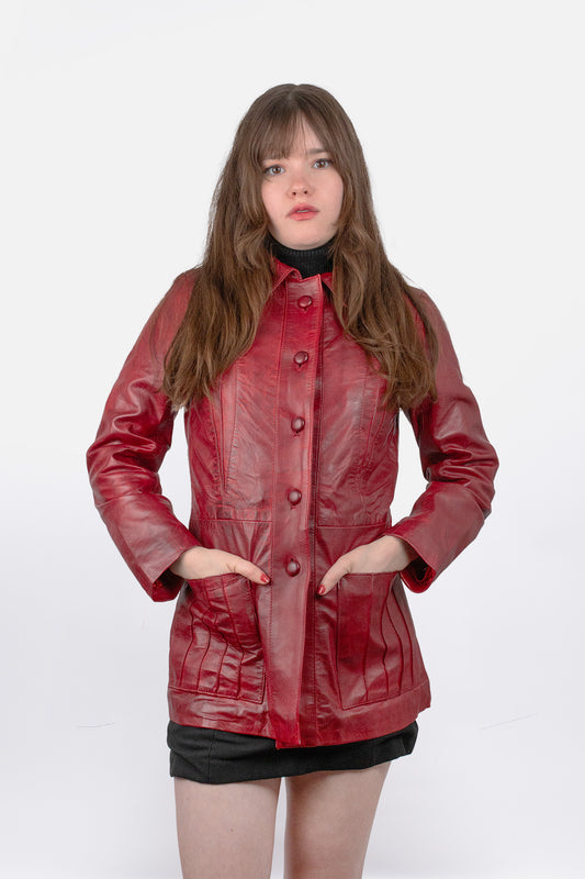 The "Avery" Oxblood Leather - Jacket