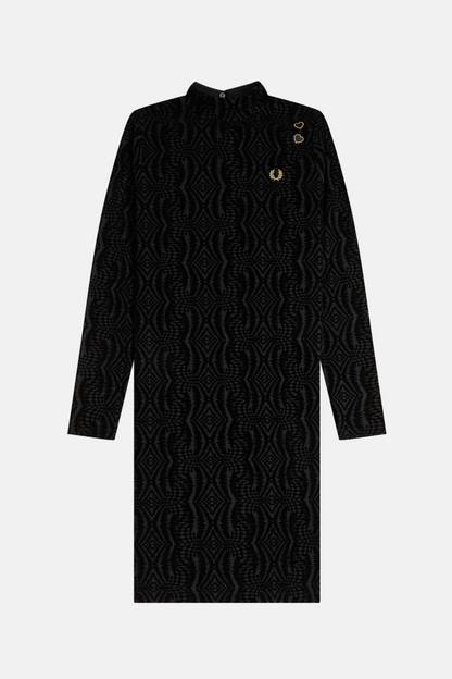 SG1112 Amy Winehouse Flock Print Mesh Black - Dress