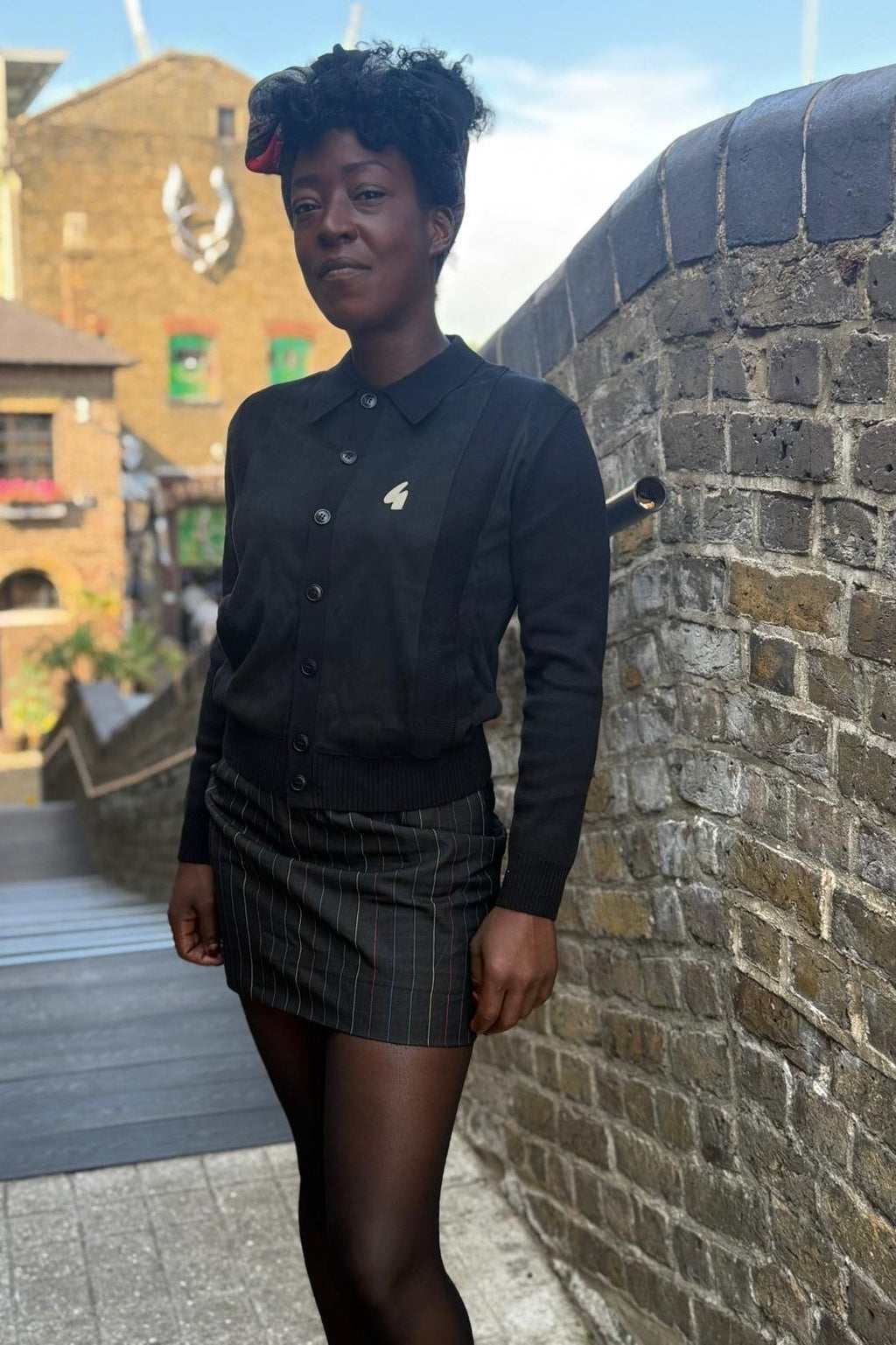 Rita Black Button Through - Cardi