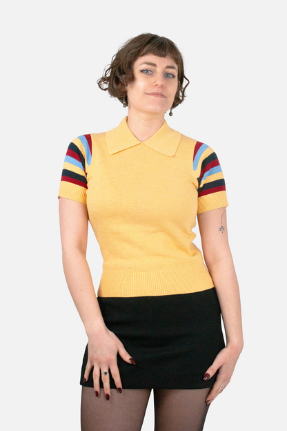 Babs Stripe Sleeve Pineapple - Polo Knit
