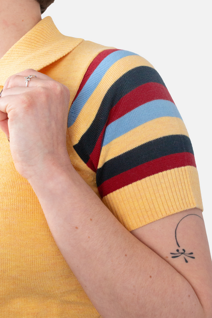 Babs Stripe Sleeve Pineapple - Polo Knit