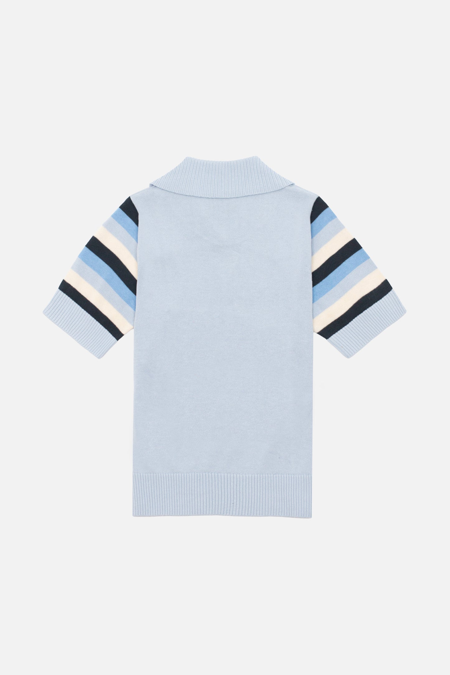 Babs Stripe Sleeve Sky - Polo Knit