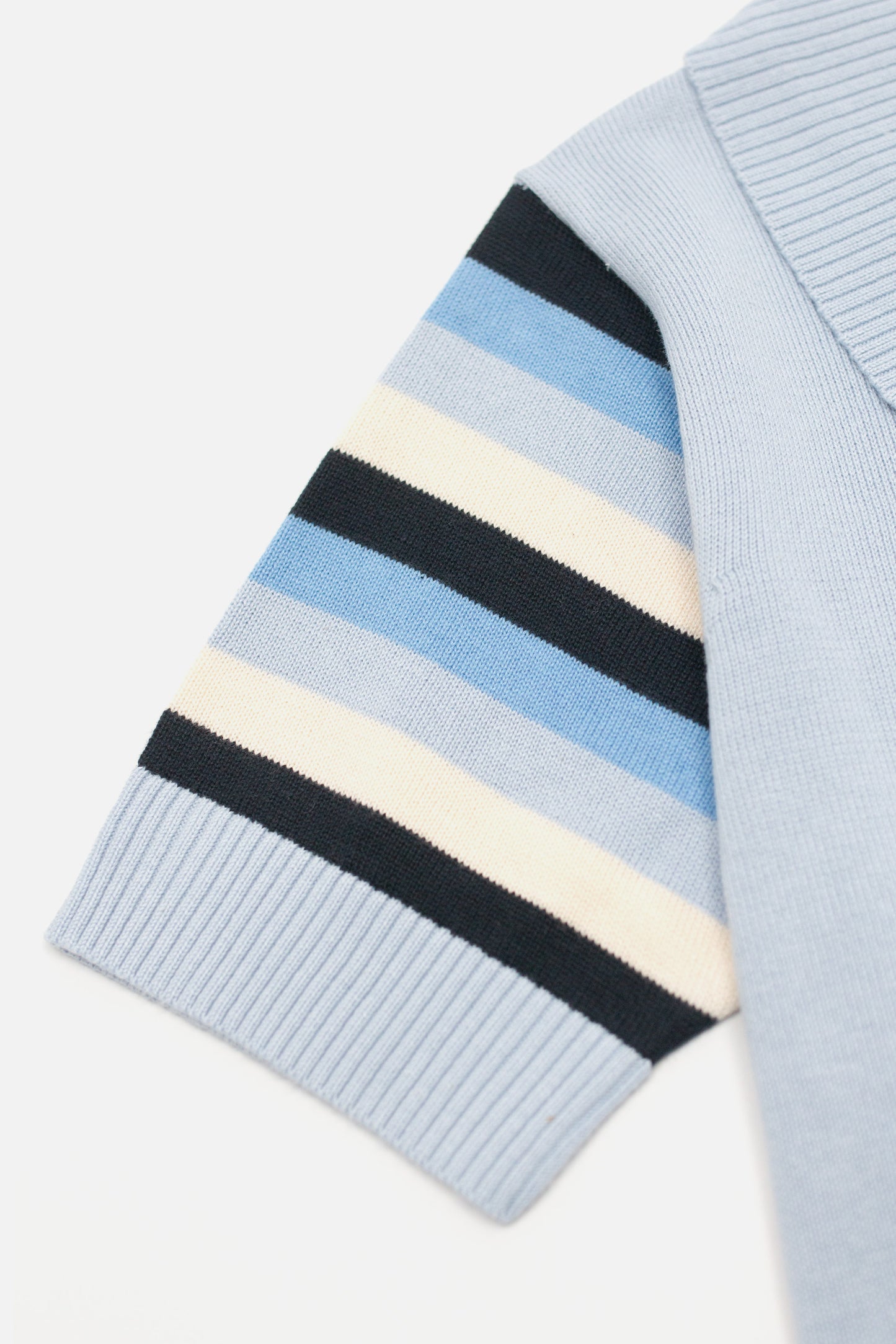 Babs Stripe Sleeve Sky - Polo Knit