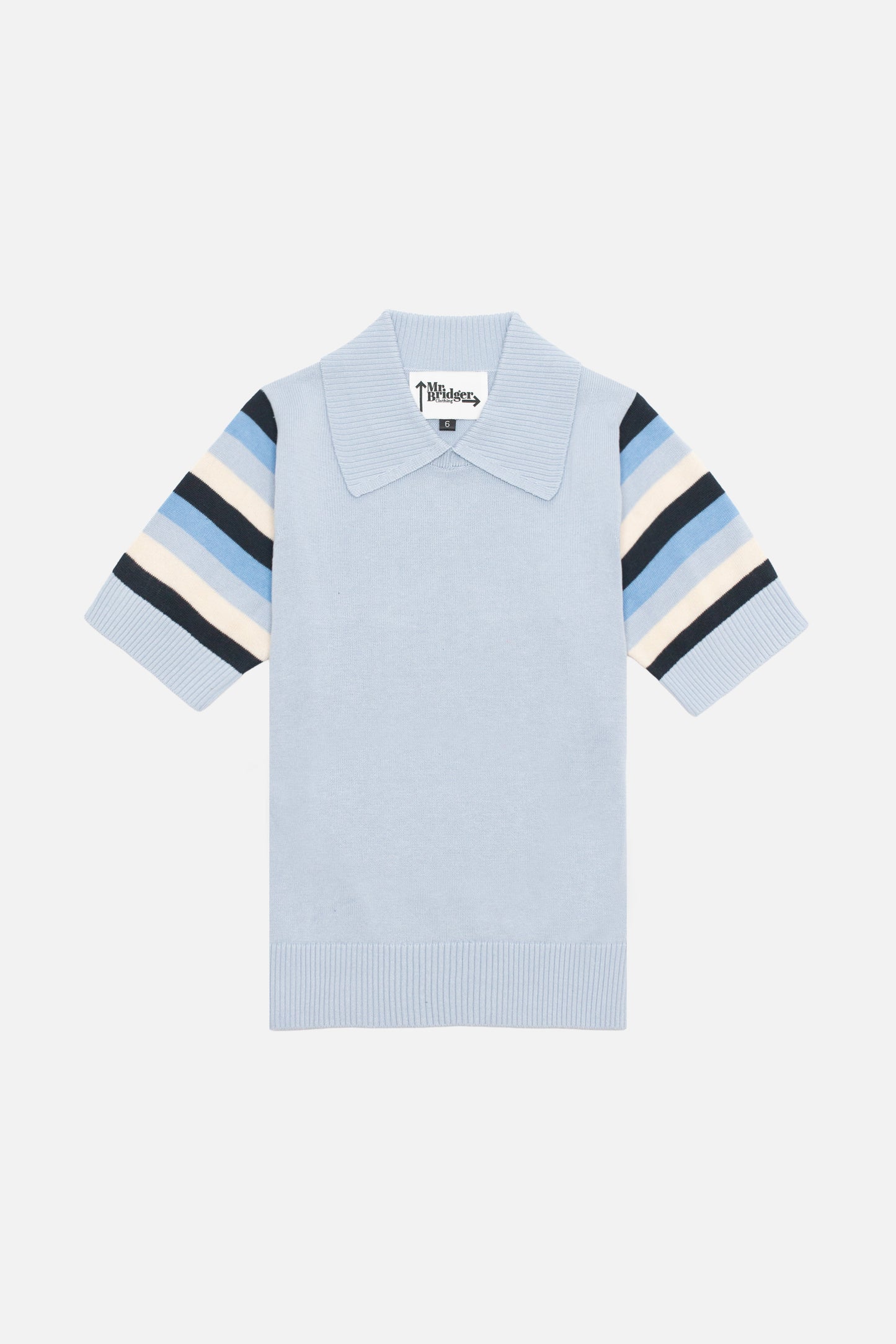 Babs Stripe Sleeve Sky - Polo Knit