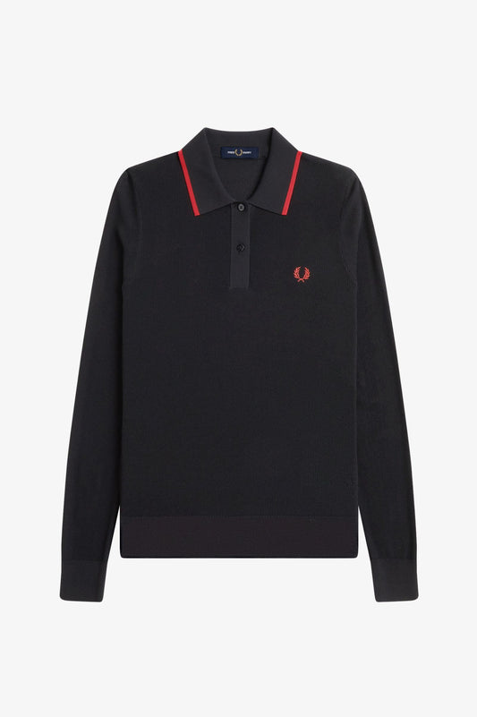 K1135 Black Ribbed Knitted LS - Polo