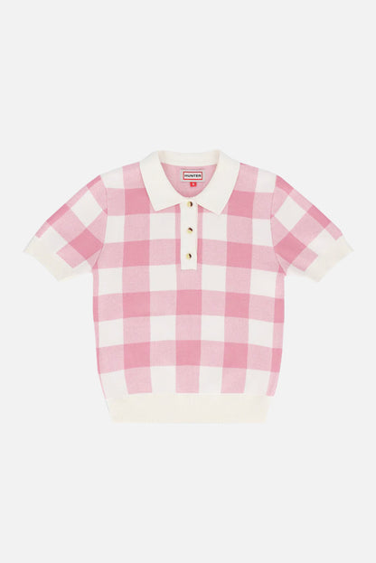 Kindie Gingham Knit Anique White / Pink Nectar - Polo