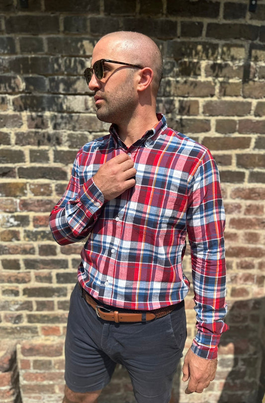 Lark Madras Cherry Red/Black Shadow Check - Shirt