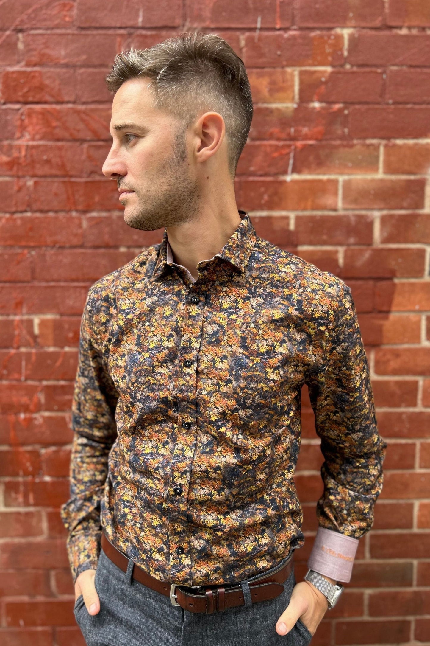 Forest Leaves Gold Yellow - Long Sleeve Shirt
