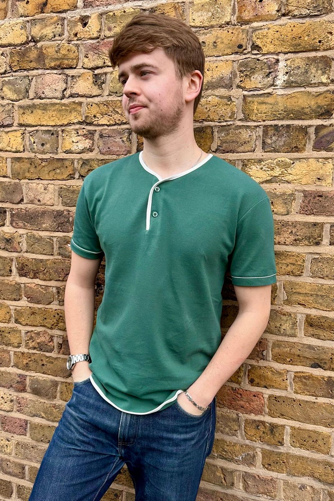 Cotton Pique Ivy Green - Henley