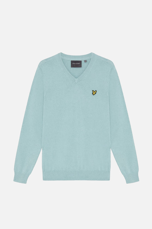 Cotton V Neck Opal Blue - Jumper