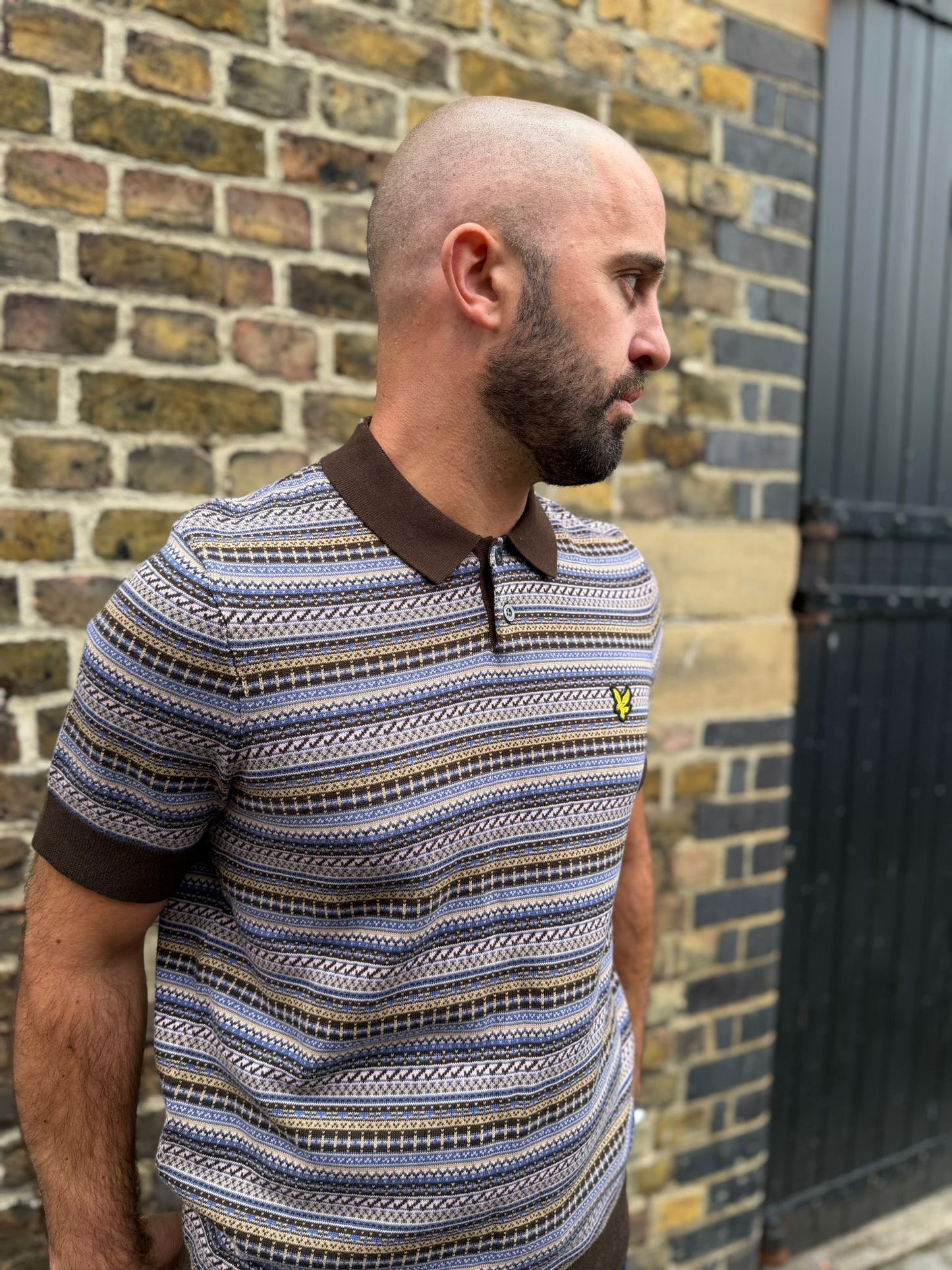 Fairisle Short Sleeve Polo - Ebony