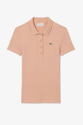 Women's Short Sleeved Ribbed Pinkish Beige Cotton - Polo