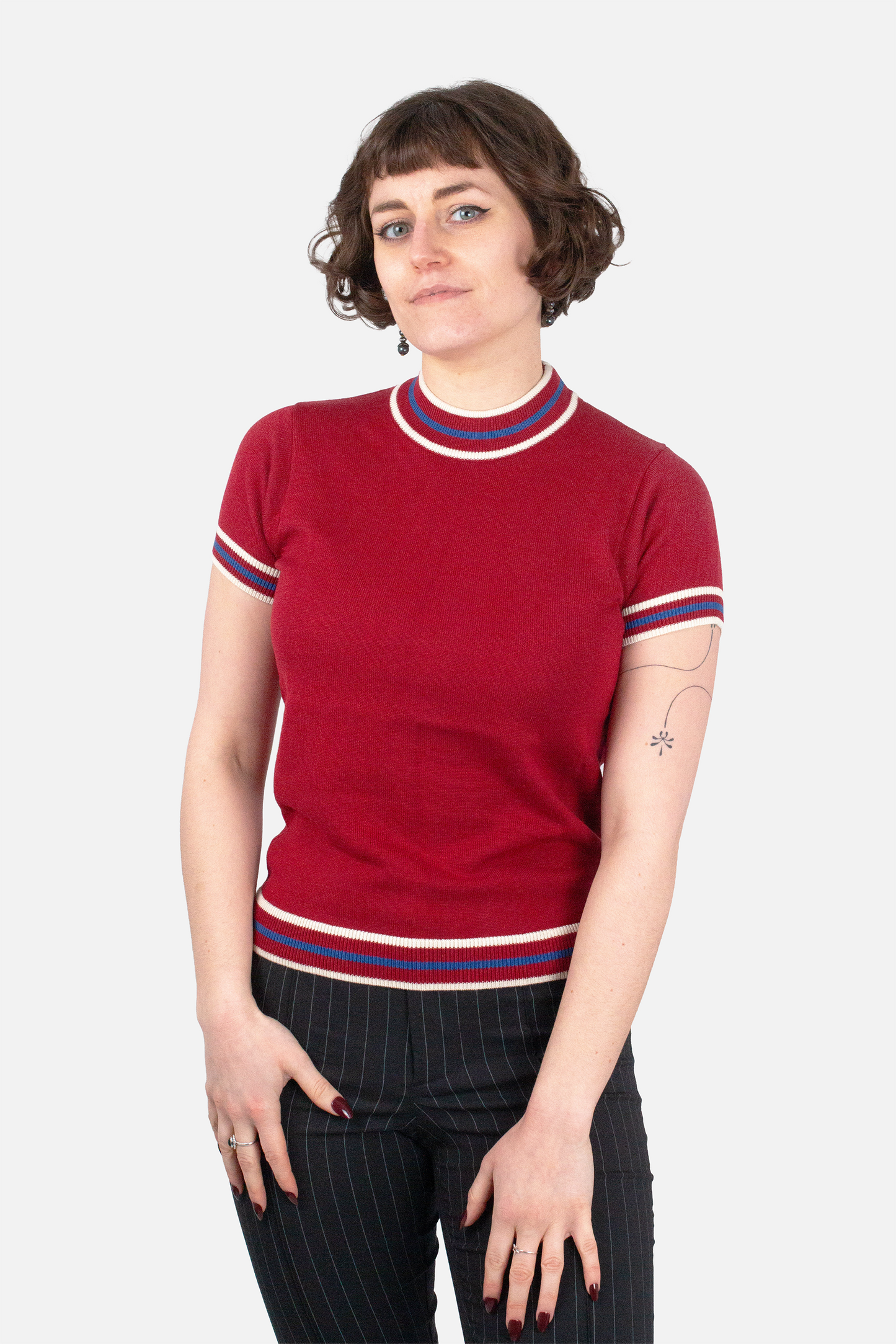 Dorval Cherry Knitted - Mock Turtle Neck