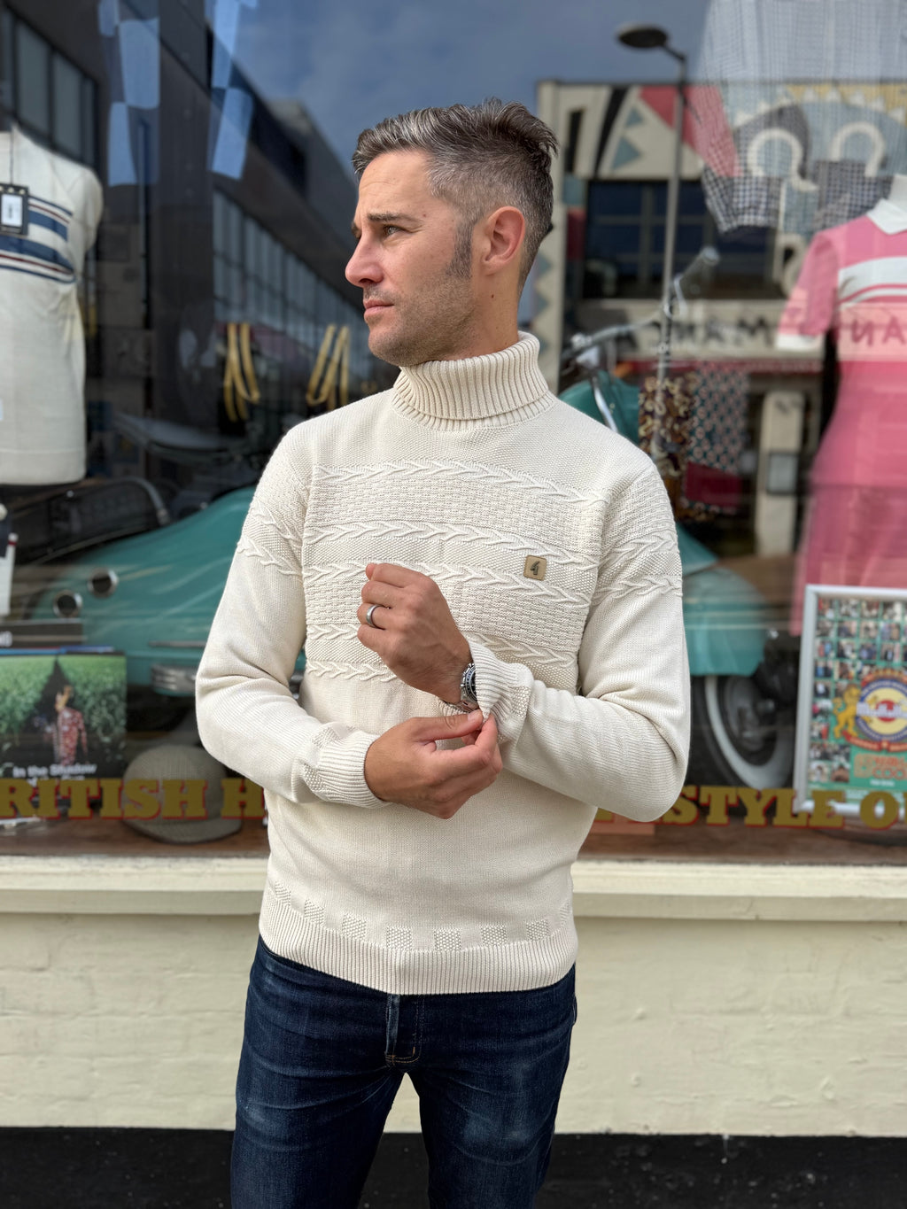 Emilio Cream Roll Neck - Knit