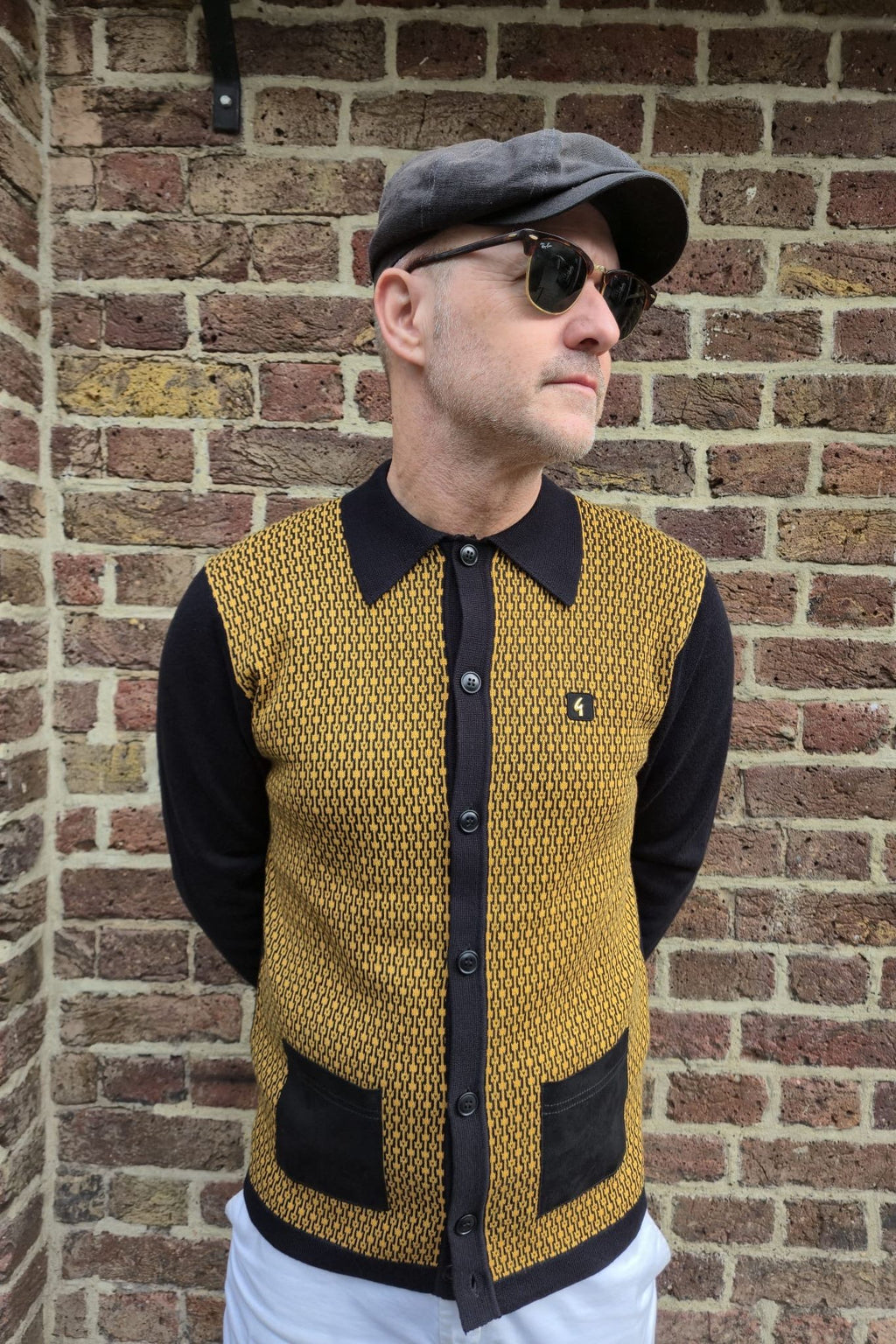 Norman Black Geometric Button Through - Cardi