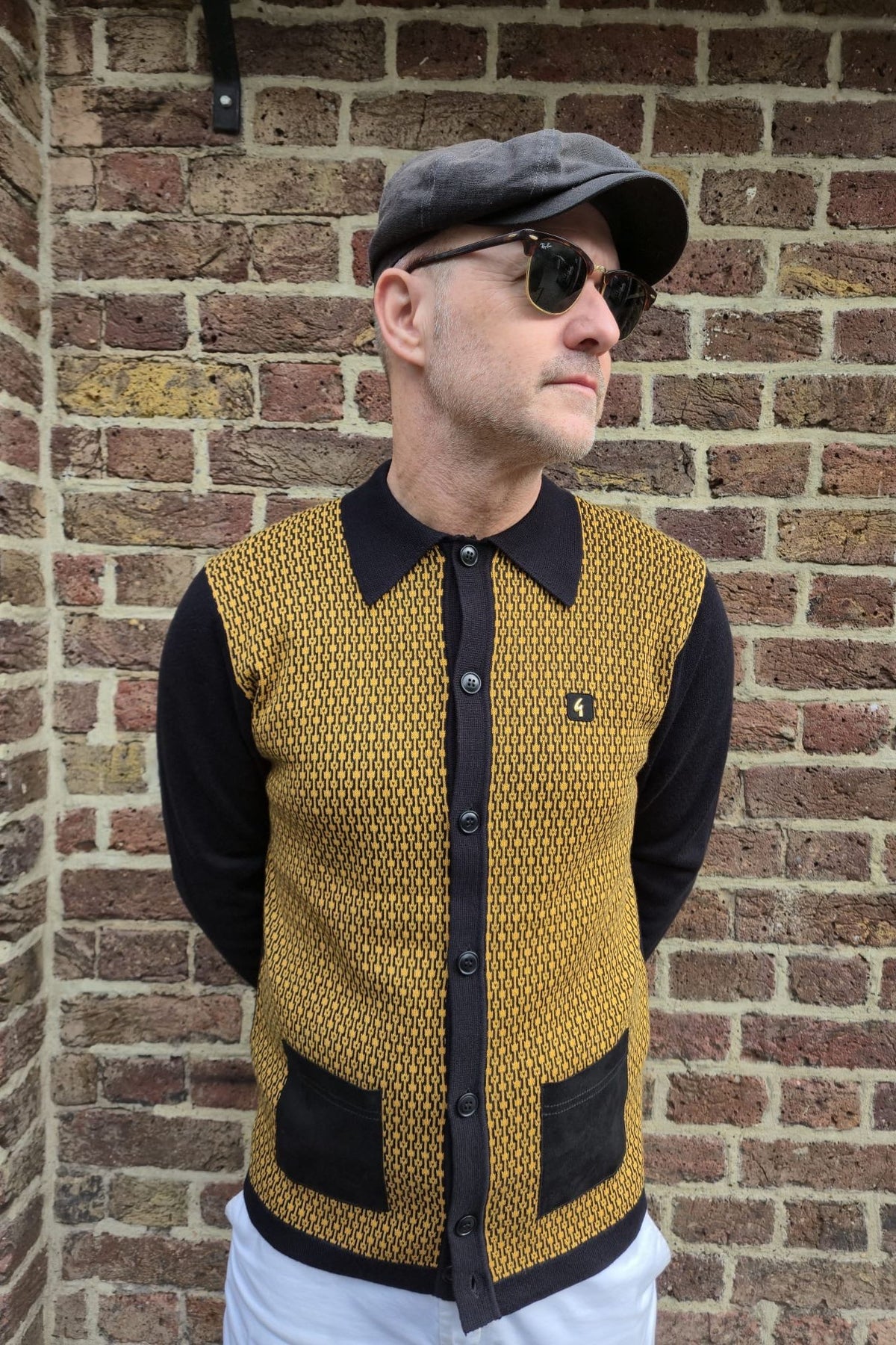 Norman Black Geometric Button Through - Cardi