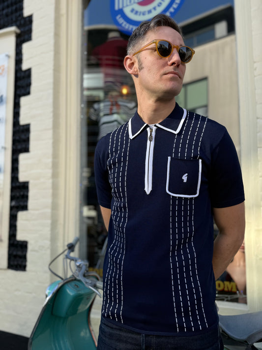 Archive Darron S/S Navy - Polo Knit