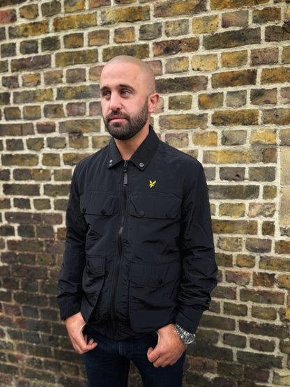 4 pockets zip through Overshirt - Black
