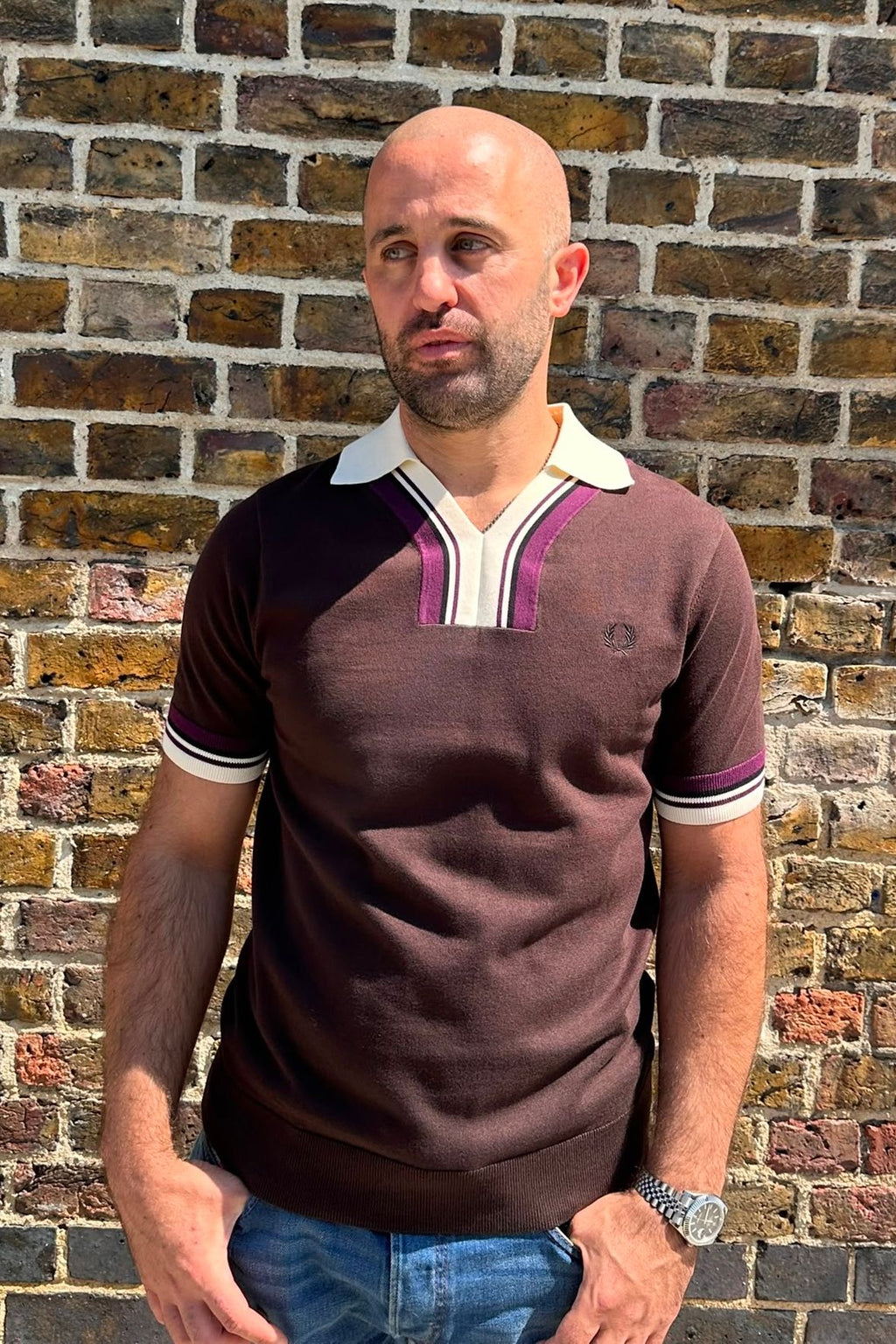 K3313 Rich Brown - Knitted T-shirt
