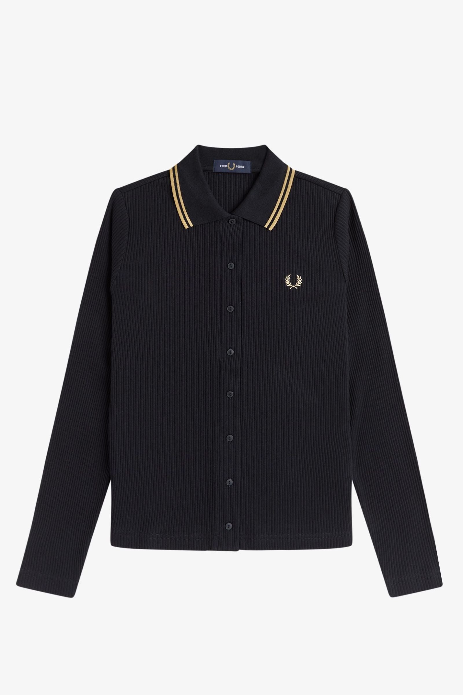 G2169 Button-Through Rib Black - Polo