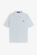 G2185 Button Through Dusky Blue Sheer Rib - Polo