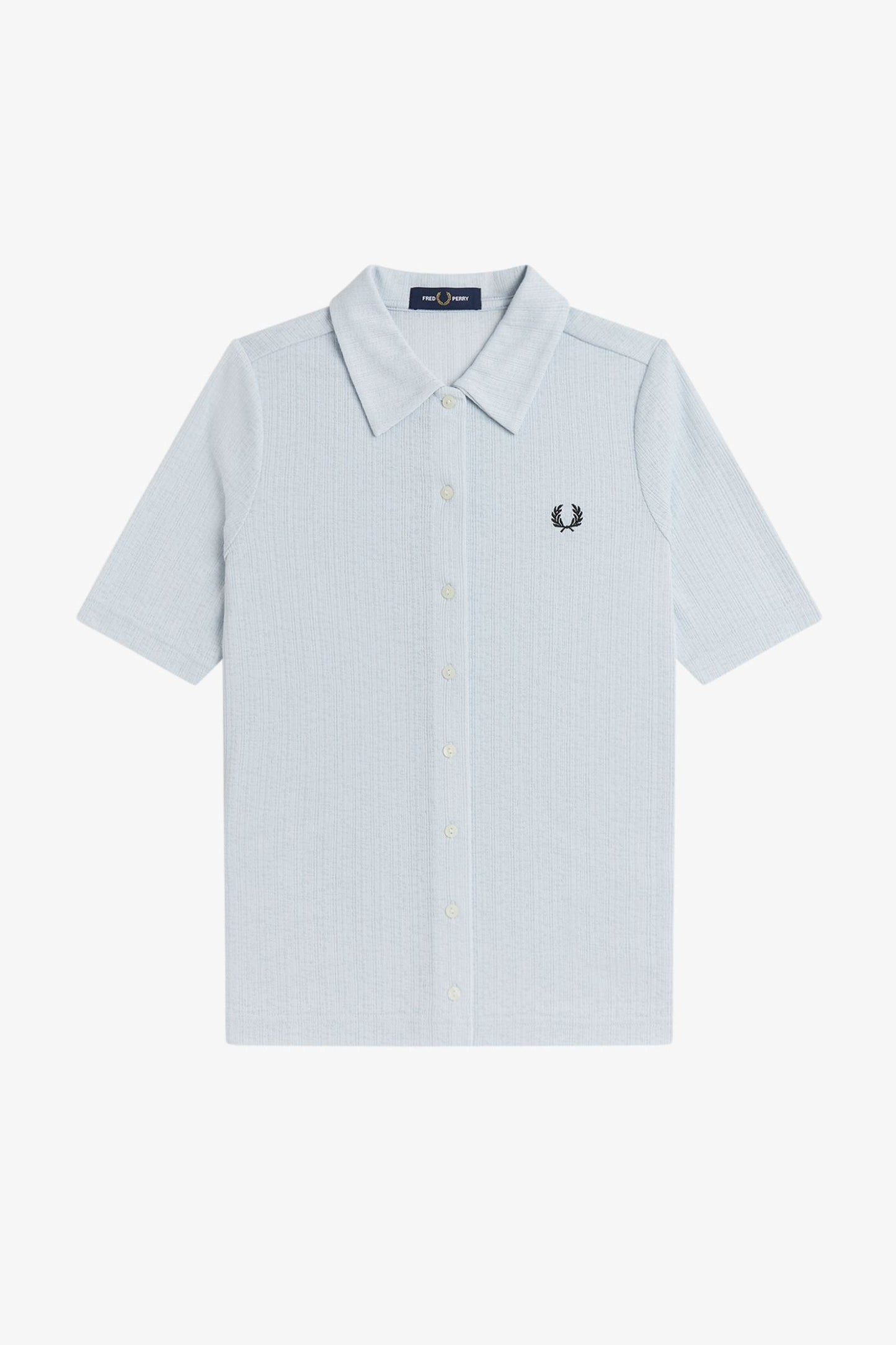 G2185 Button Through Dusky Blue Sheer Rib - Polo