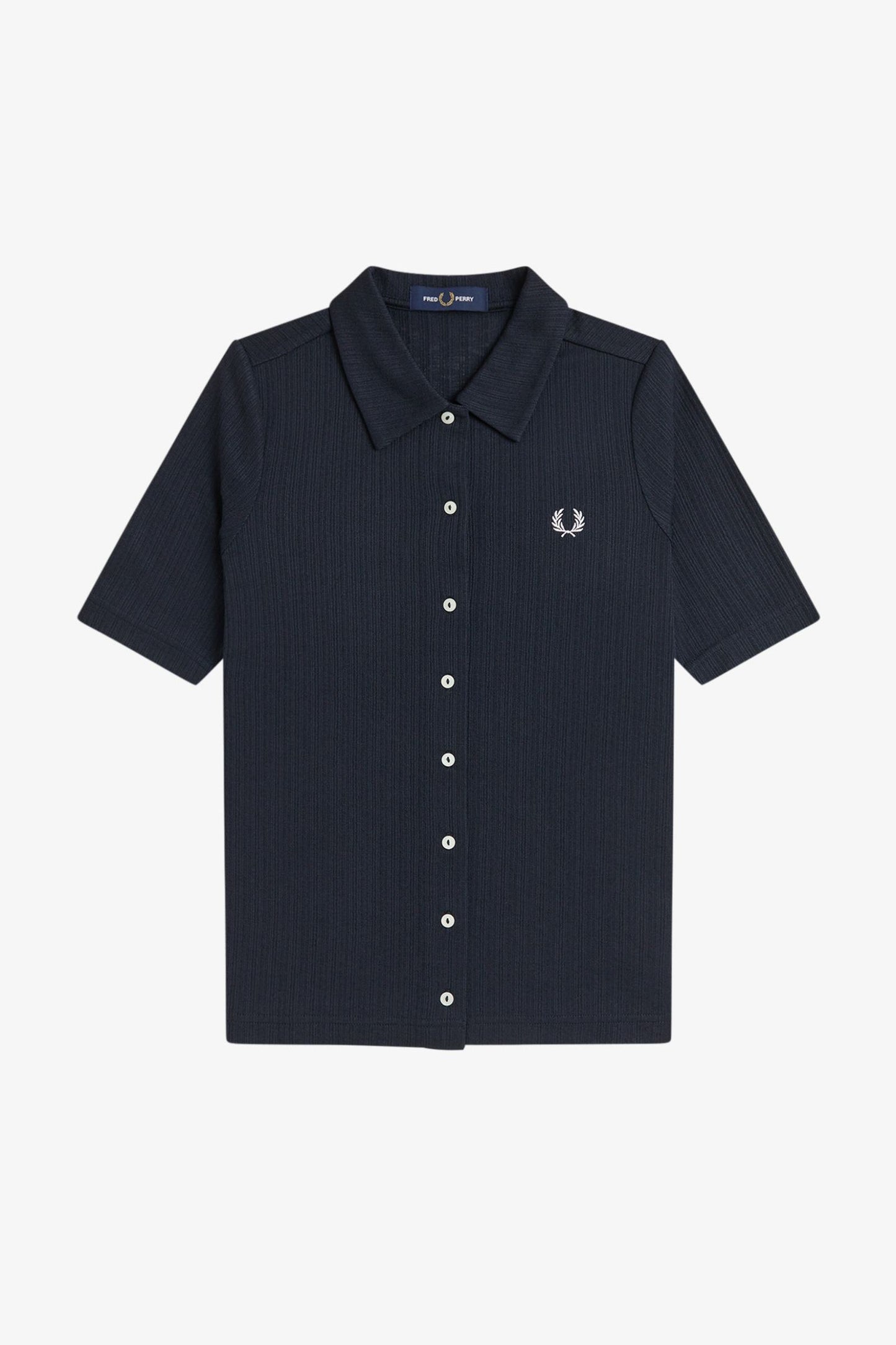G2185 Button Through Navy Blue Sheer Rib - Polo