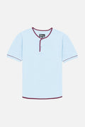 Cotton Pique Sky - Henley