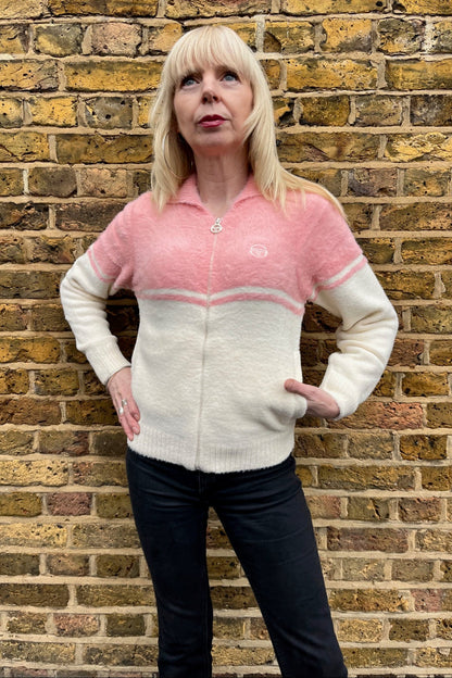 Donatella Quartz Pink/Gardenia Brushed Knit - Track Top