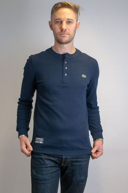 Long Sleeved Waffle Midnight Blue - Knit T-shirt