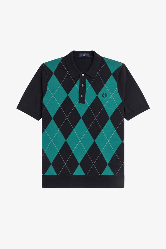 K1317 Argyle Black - Knitted Shirt