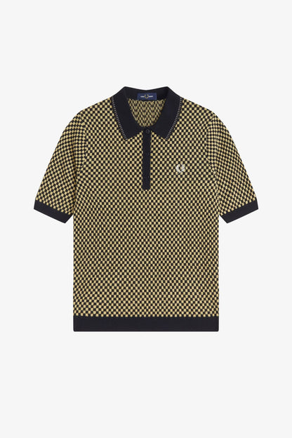 K2123 Chequerboard Knitted Black / Champagne - Shirt