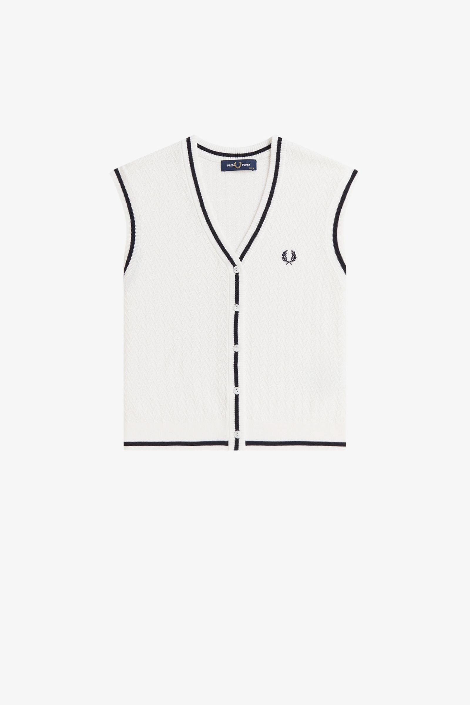 K2132 Button Through Knit Snow White - Tank Top