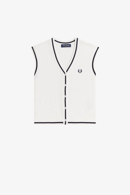 K2132 Button Through Knit Snow White - Tank Top