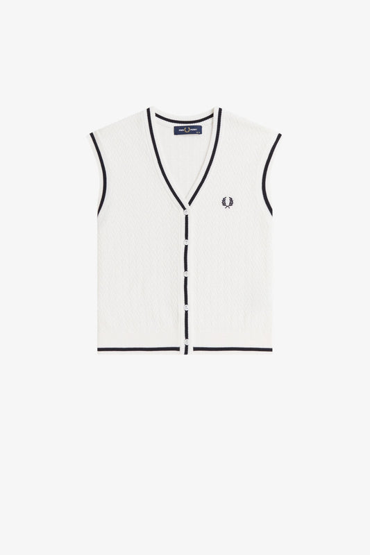 K2132 Button Through Knit Snow White - Tank Top