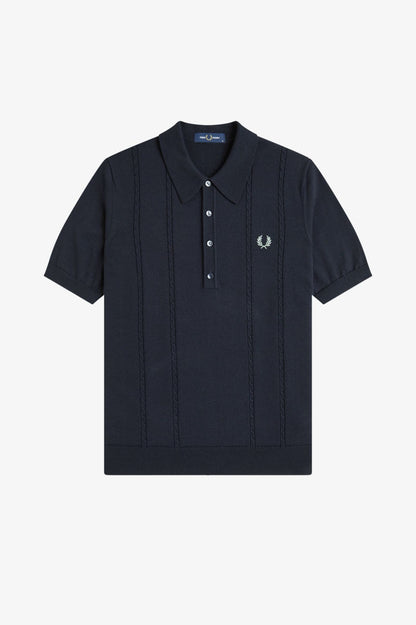 K2308 Cable Navy - Knitted Shirt