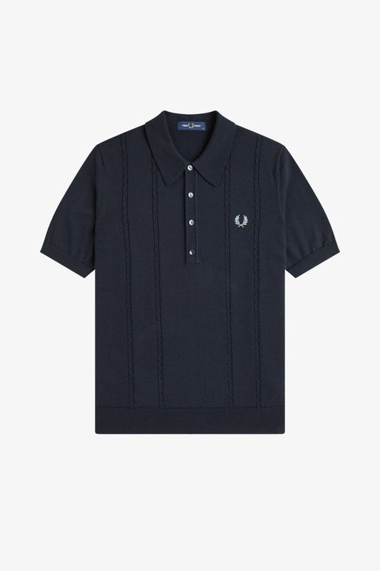 K2308 Cable Navy - Knitted Shirt
