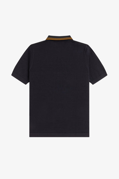 K2330 Pointelle Black - Knitted Shirt